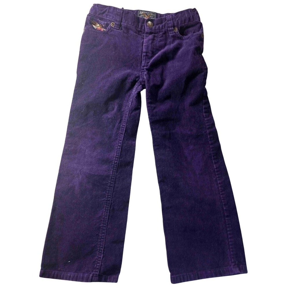 American Living Corduroy Pants Size 5 Boys Girls Purple Straight Leg Trousers